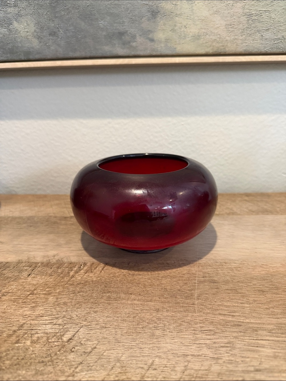 Vintage Red with Yellow and Orange Accent Bowl Vase